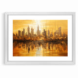 Golden Abstract Cityscape Art - Modern Architectural Wall Print