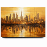 Golden Abstract Cityscape Art - Modern Architectural Wall Print