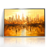 Golden Abstract Cityscape Art - Modern Architectural Wall Print