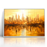 Golden Abstract Cityscape Art - Modern Architectural Wall Print