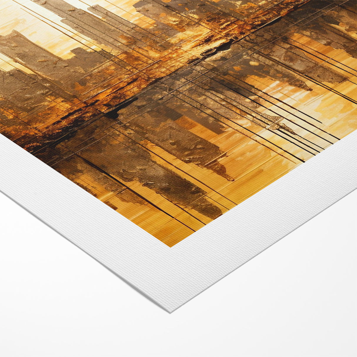 Golden Abstract Cityscape Art - Modern Architectural Wall Print
