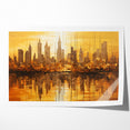 Golden Abstract Cityscape Art - Modern Architectural Wall Print