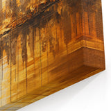 Golden Abstract Cityscape Art - Modern Architectural Wall Print
