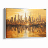 Golden Abstract Cityscape Art - Modern Architectural Wall Print