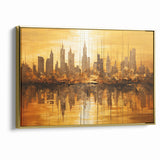 Golden Abstract Cityscape Art - Modern Architectural Wall Print