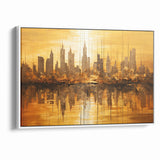 Golden Abstract Cityscape Art - Modern Architectural Wall Print
