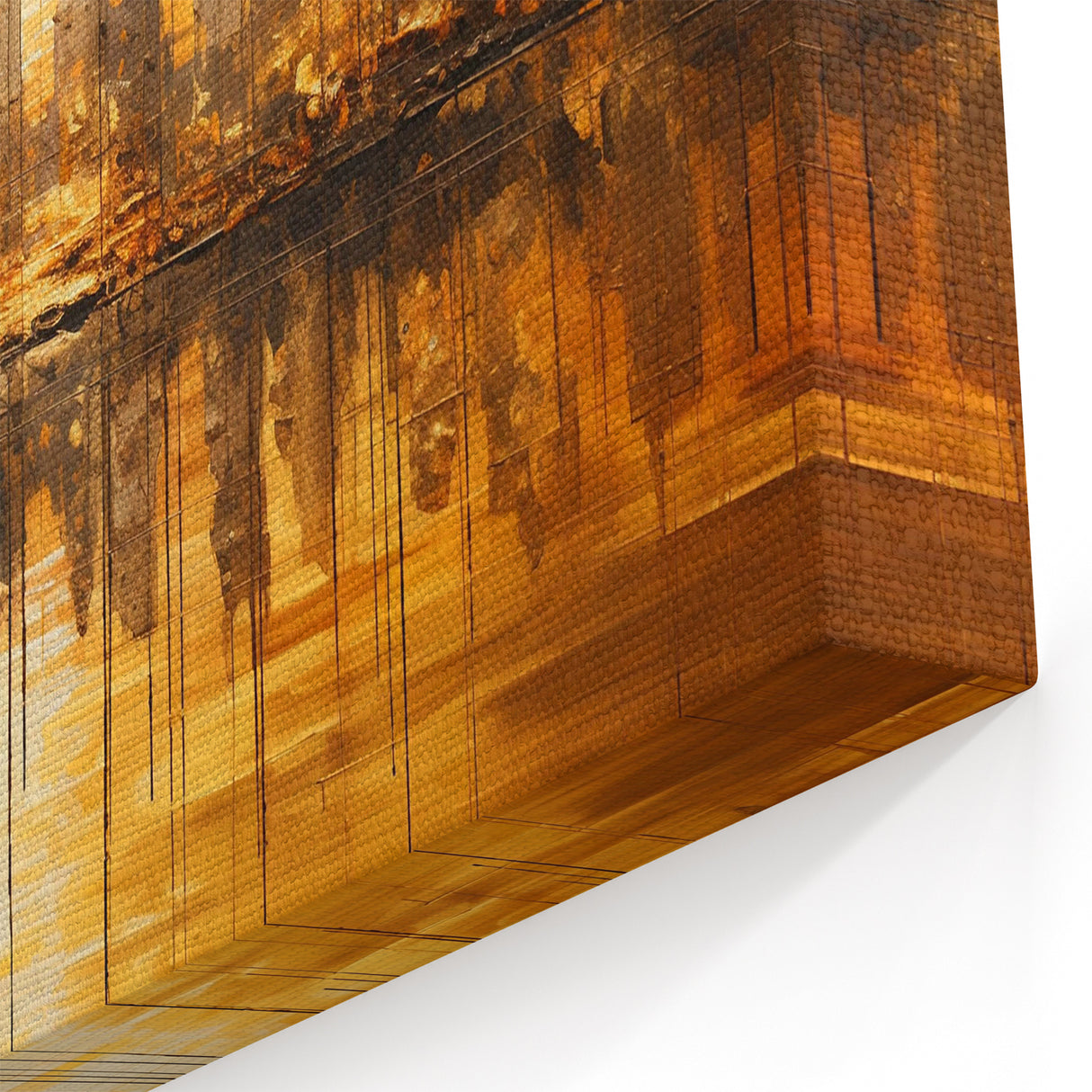 Golden Abstract Cityscape Art - Modern Architectural Wall Print