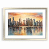 Sunset Cityscape Art - Modern Abstract Architectural Wall Print