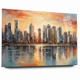 Sunset Cityscape Art - Modern Abstract Architectural Wall Print