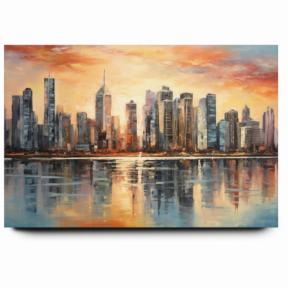 Sunset Cityscape Art - Modern Abstract Architectural Wall Print