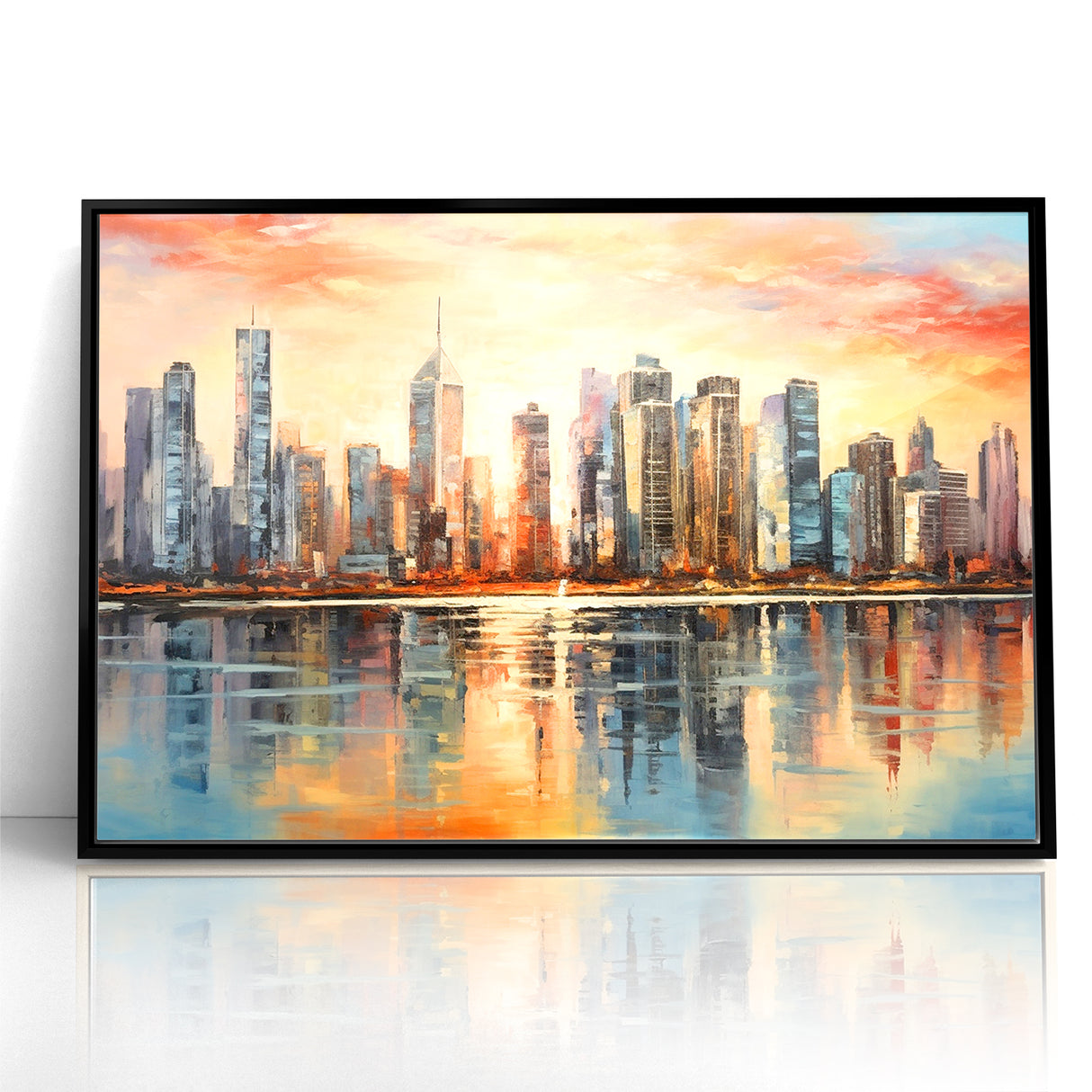 Sunset Cityscape Art - Modern Abstract Architectural Wall Print