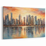 Sunset Cityscape Art - Modern Abstract Architectural Wall Print
