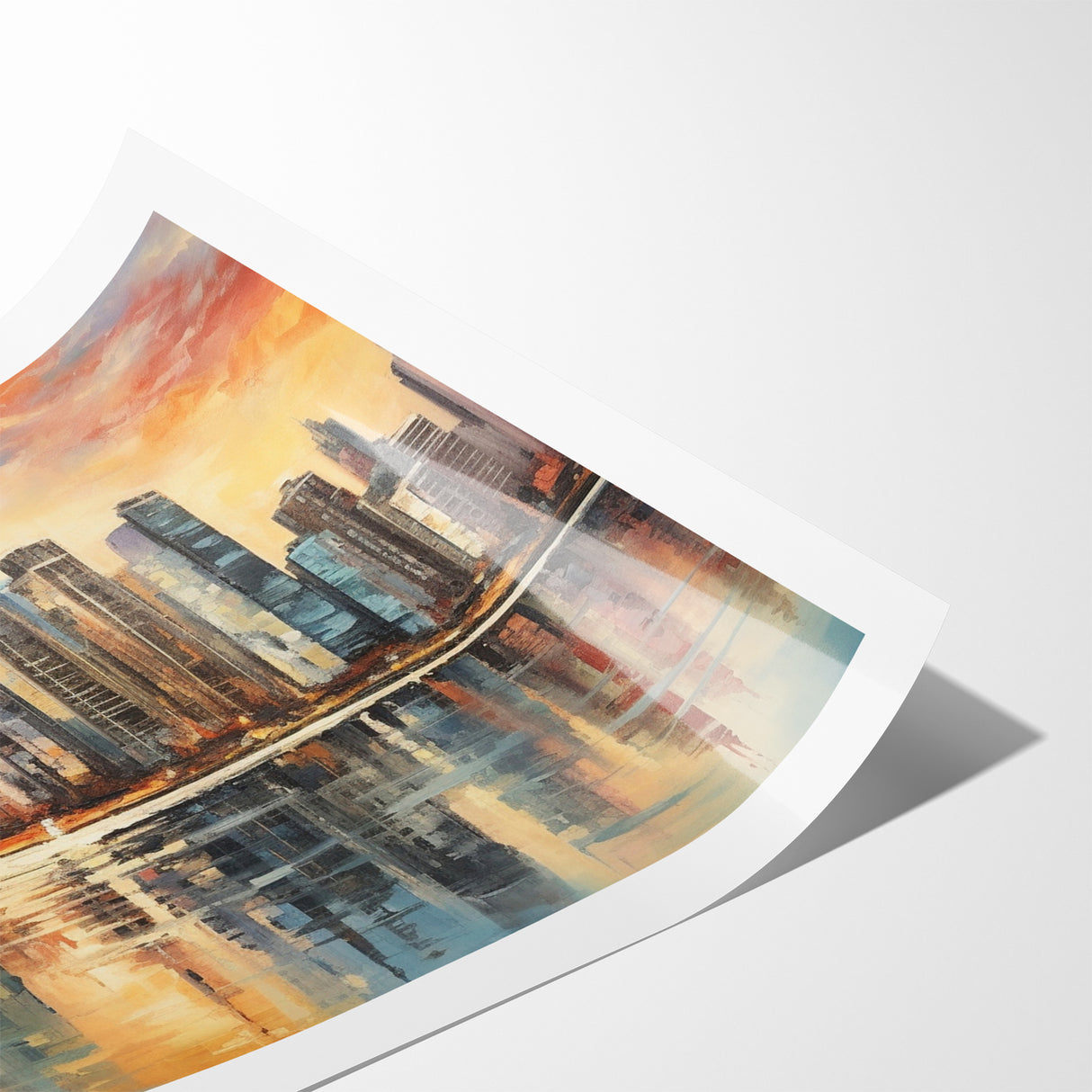 Sunset Cityscape Art - Modern Abstract Architectural Wall Print