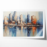 Modern Blue Cityscape Art - Abstract Architectural Wall Print