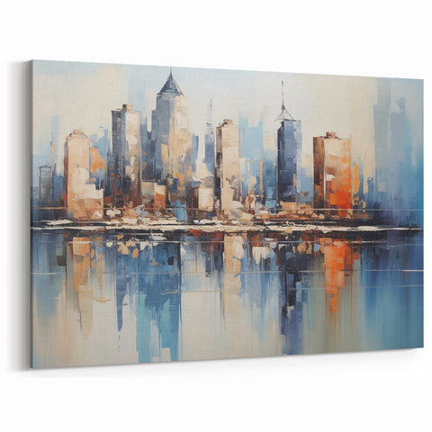 Modern Blue Cityscape Art - Abstract Architectural Wall Print