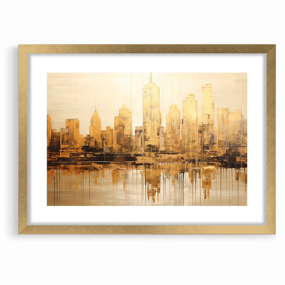 Golden Skyline Abstract Art - Modern Architectural Wall Print