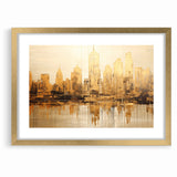 Golden Skyline Abstract Art - Modern Architectural Wall Print