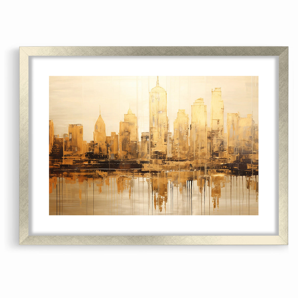Golden Skyline Abstract Art - Modern Architectural Wall Print