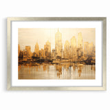 Golden Skyline Abstract Art - Modern Architectural Wall Print
