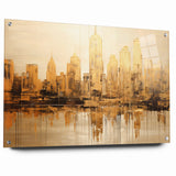 Golden Skyline Abstract Art - Modern Architectural Wall Print