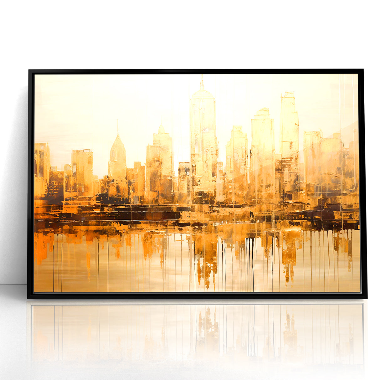 Golden Skyline Abstract Art - Modern Architectural Wall Print