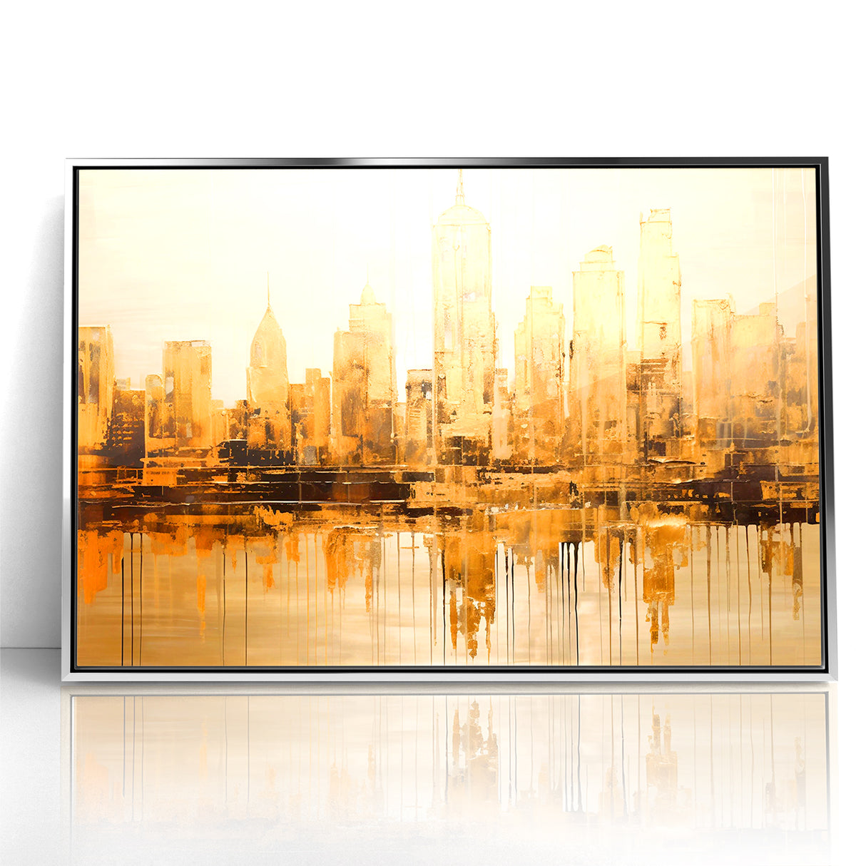 Golden Skyline Abstract Art - Modern Architectural Wall Print