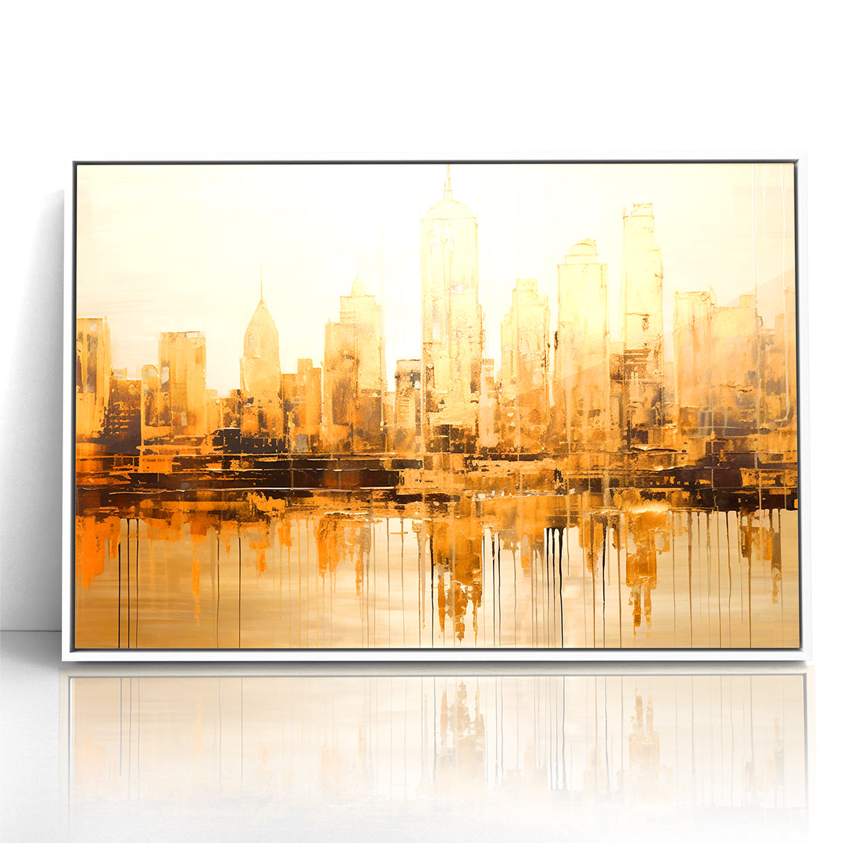 Golden Skyline Abstract Art - Modern Architectural Wall Print