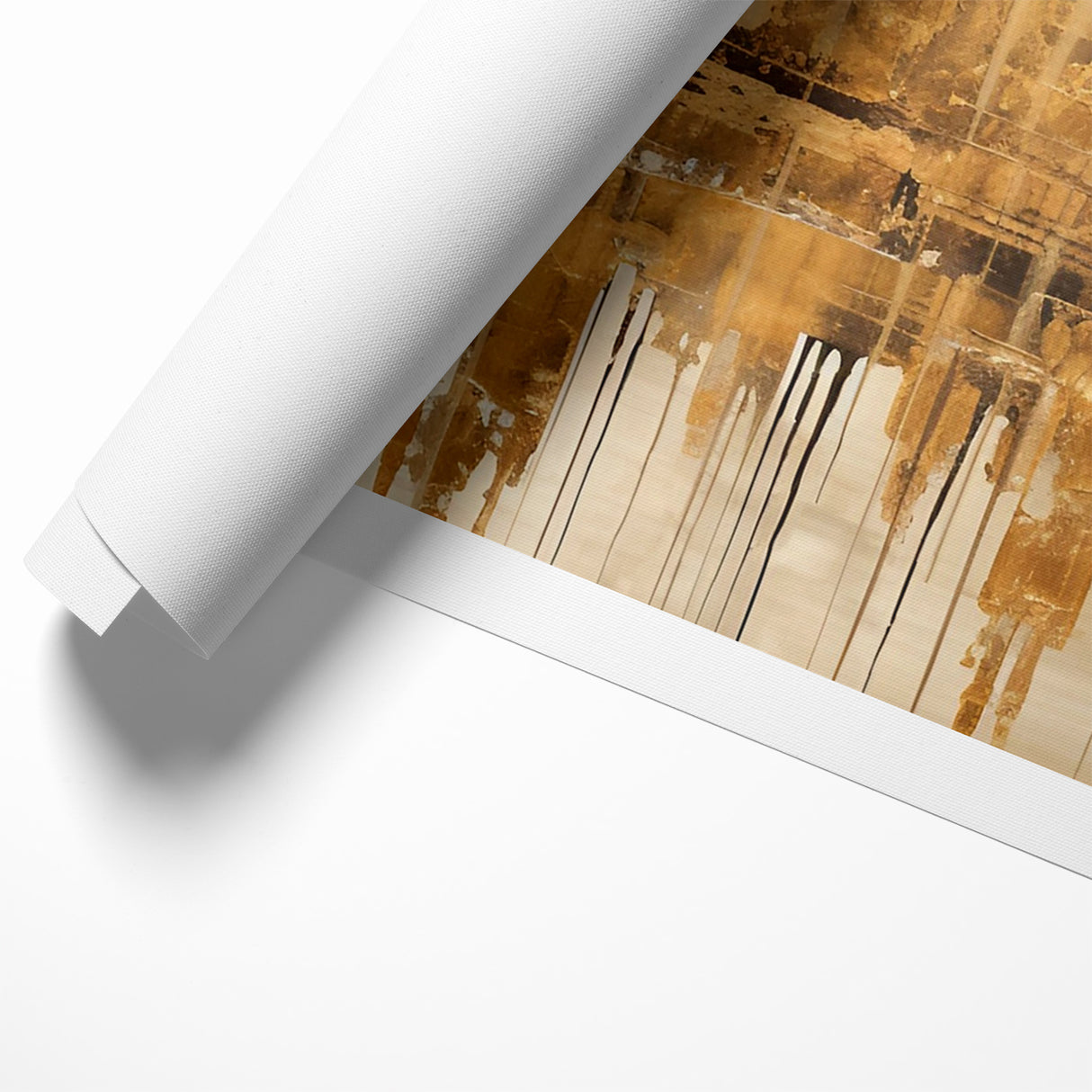 Golden Skyline Abstract Art - Modern Architectural Wall Print