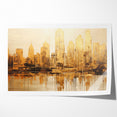 Golden Skyline Abstract Art - Modern Architectural Wall Print