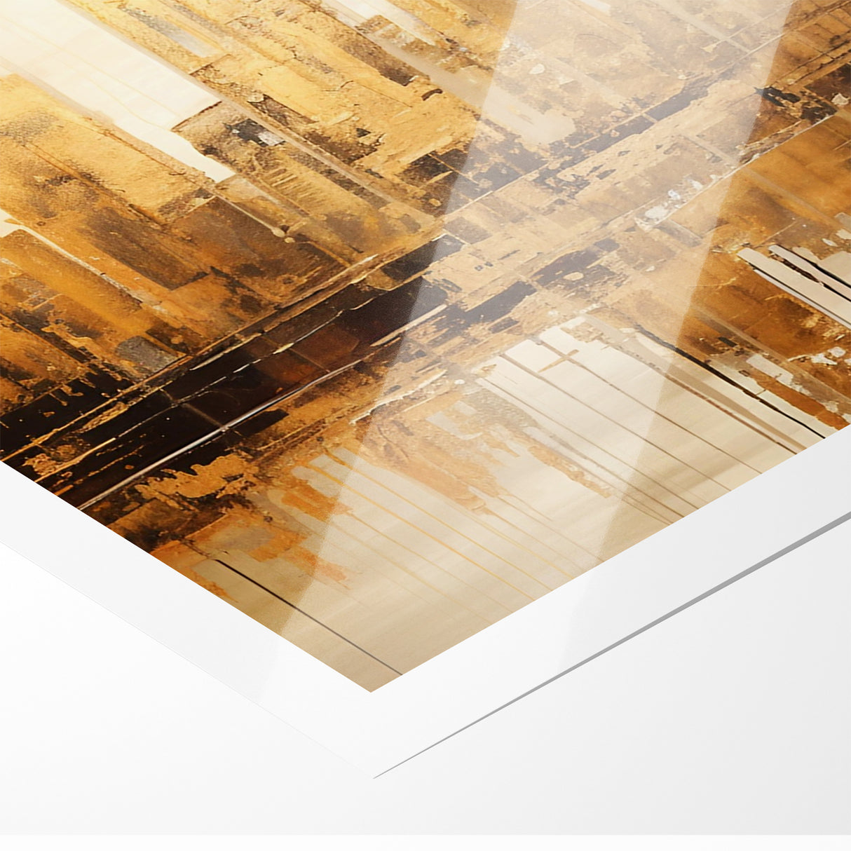 Golden Skyline Abstract Art - Modern Architectural Wall Print