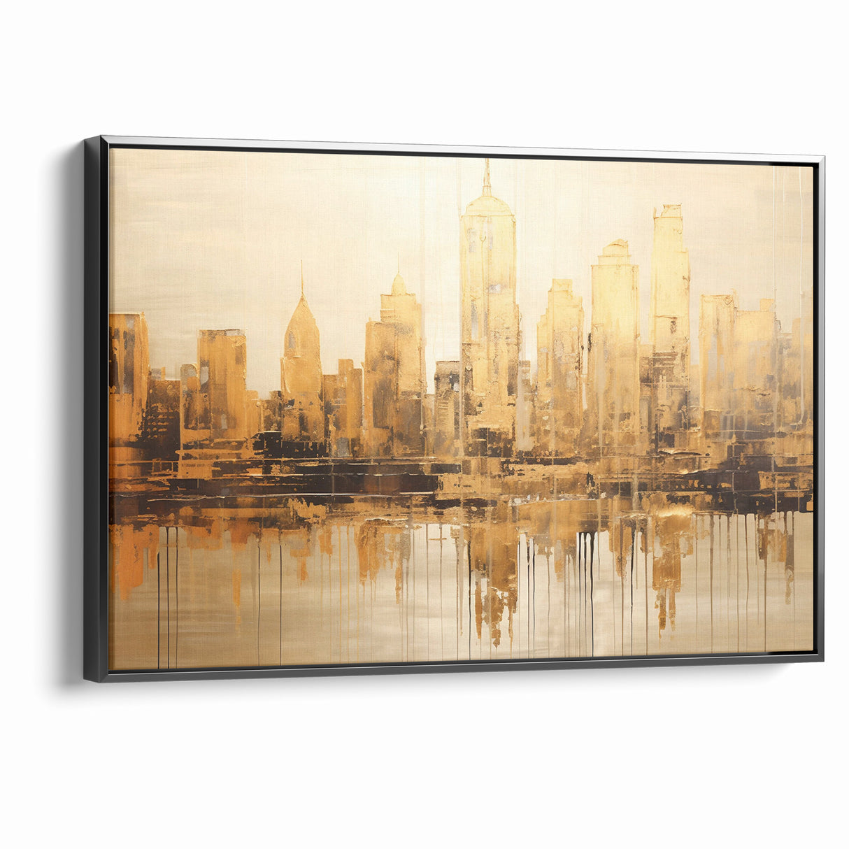 Golden Skyline Abstract Art - Modern Architectural Wall Print