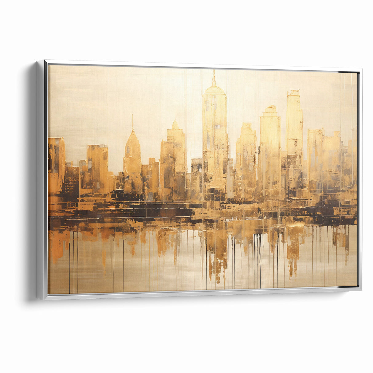 Golden Skyline Abstract Art - Modern Architectural Wall Print