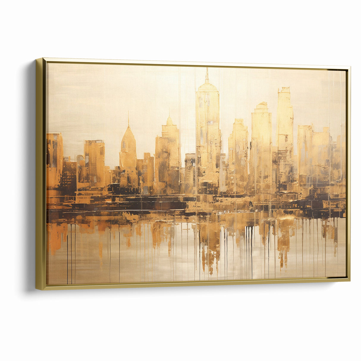 Golden Skyline Abstract Art - Modern Architectural Wall Print