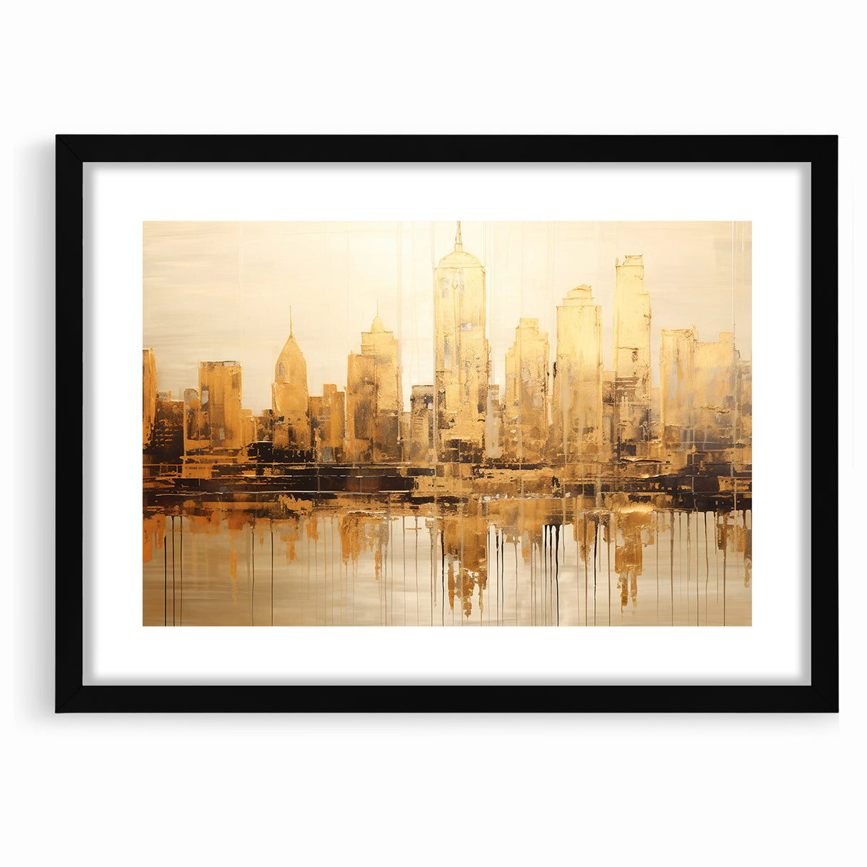 Golden Skyline Abstract Art - Modern Architectural Wall Print