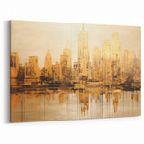 Golden Skyline Abstract Art - Modern Architectural Wall Print