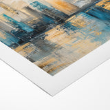 Modern Abstract Skyline Art - Urban Blue and Gold Architectural Print