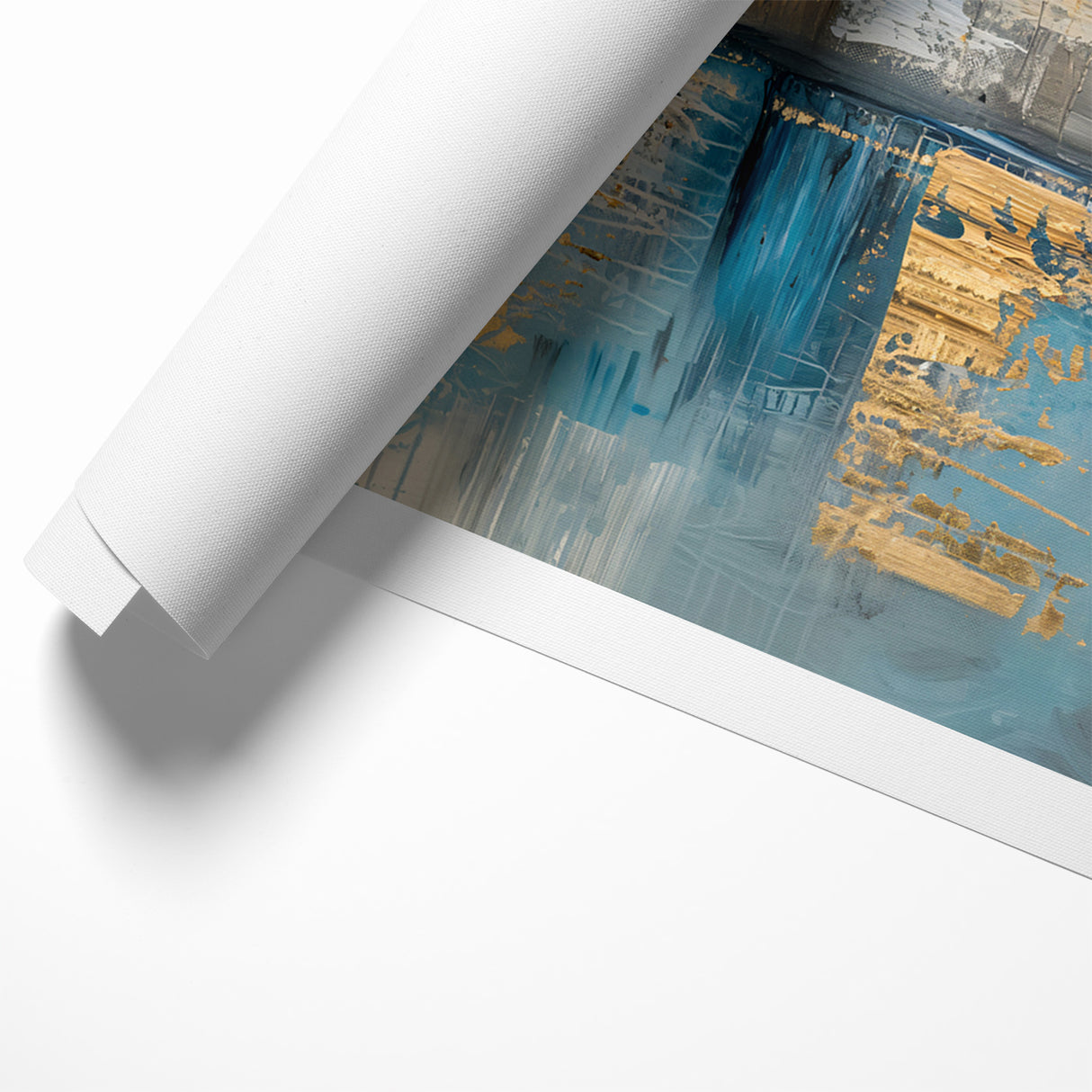 Modern Abstract Skyline Art - Urban Blue and Gold Architectural Print