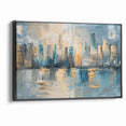 Modern Abstract Skyline Art - Urban Blue and Gold Architectural Print