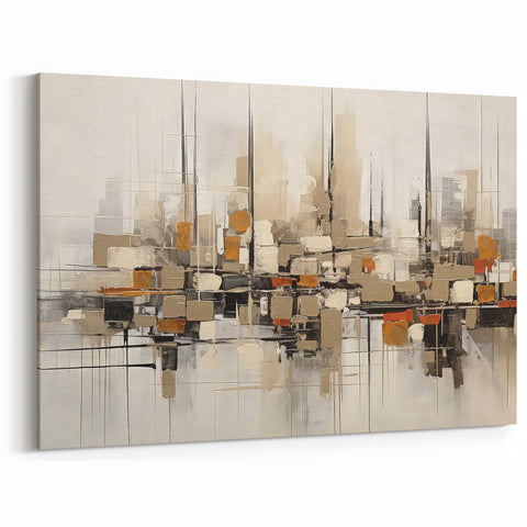 Abstract Geometric Cityscape Art - Modern Architectural Wall Print