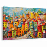Colorful Village Abstract Art - Vibrant Architectural Wall Print