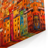 Bright Urban Village Art - Colorful Abstract Architectural Print