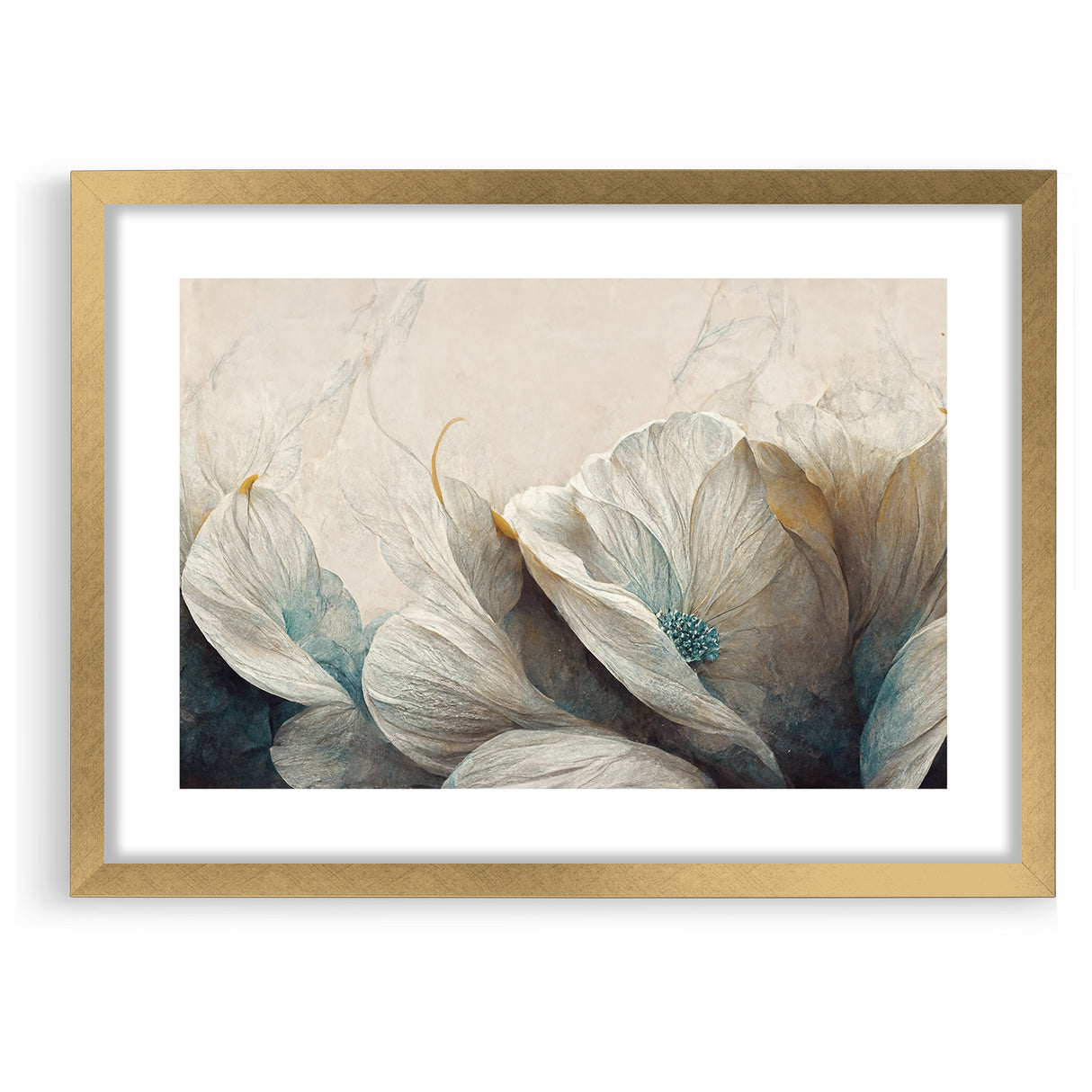Modern Abstract Florals Canvas Wall Art - Ivory Blossom Serenity