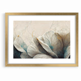 Modern Abstract Florals Canvas Wall Art - Ivory Blossom Serenity