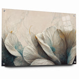 Modern Abstract Florals Canvas Wall Art - Ivory Blossom Serenity