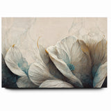 Modern Abstract Florals Canvas Wall Art - Ivory Blossom Serenity