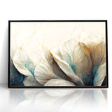 Modern Abstract Florals Canvas Wall Art - Ivory Blossom Serenity