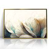 Modern Abstract Florals Canvas Wall Art - Ivory Blossom Serenity