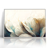 Modern Abstract Florals Canvas Wall Art - Ivory Blossom Serenity