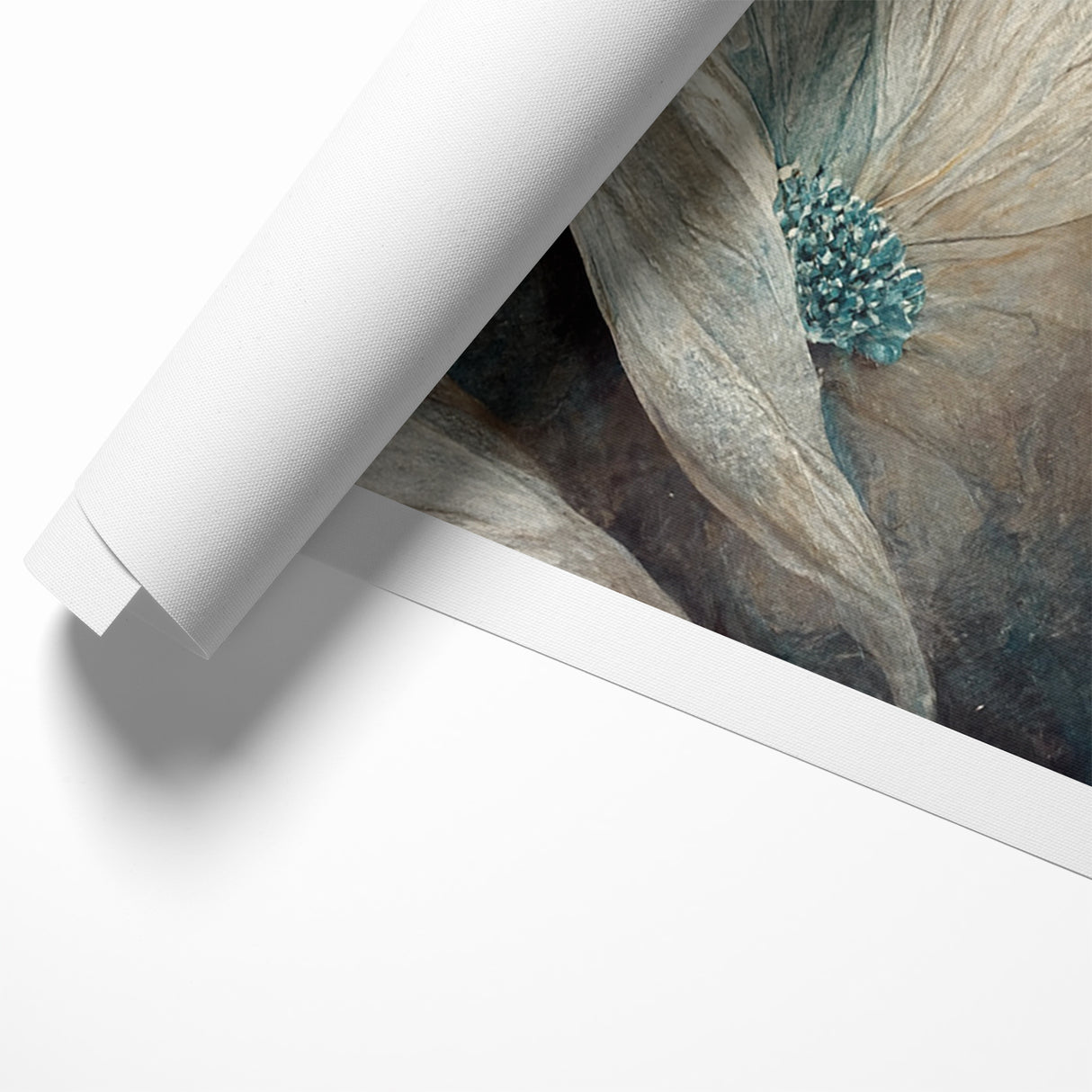 Modern Abstract Florals Canvas Wall Art - Ivory Blossom Serenity