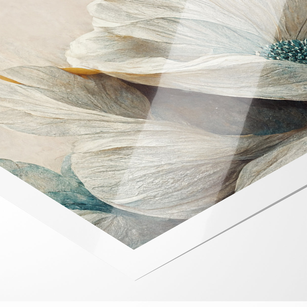 Modern Abstract Florals Canvas Wall Art - Ivory Blossom Serenity